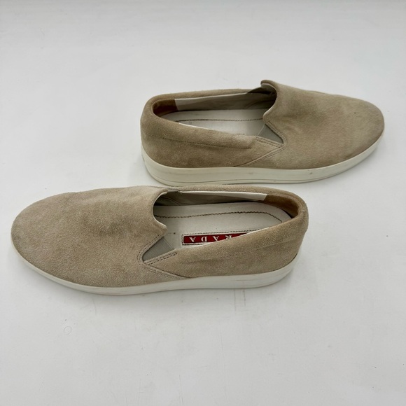 Prada Women's Sport Beige Suede Slip On Skate Sneakers Size EU 38 US 7.5 shoes - Picture 5 of 11